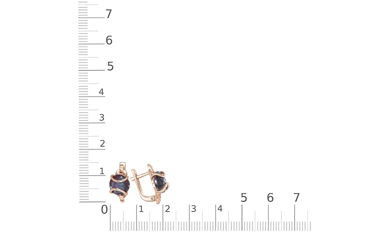 Серьги из красного золота с 2 александритами