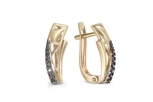 Серьги из жёлтого золота с 14 фианитами