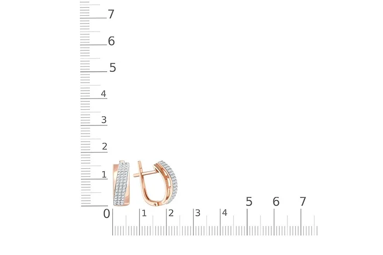 Серьги из красного золота с 96 фианитами