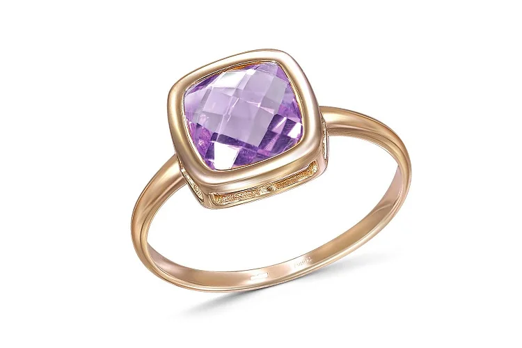 Кольцо из красного золота с аметистом