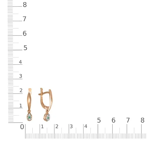 Серьги из красного золота с 2 изумрудами