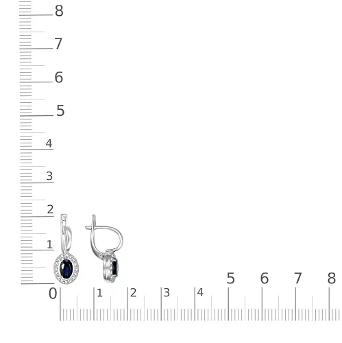 Серьги из белого золота с 2 сапфирами и 32 бриллиантами