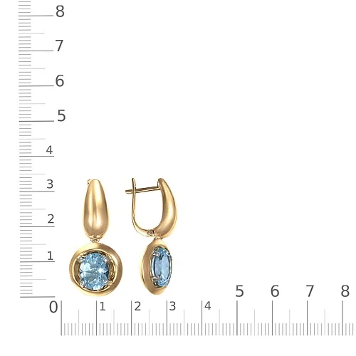 Серьги из жёлтого золота с 2 топазами sky