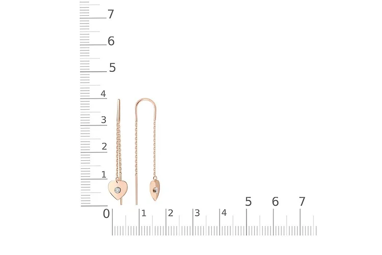 Серьги-продёвки из красного золота с 2 бриллиантами