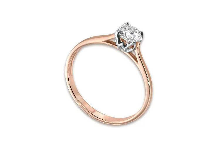 Кольцо из красного золота с муассанитом