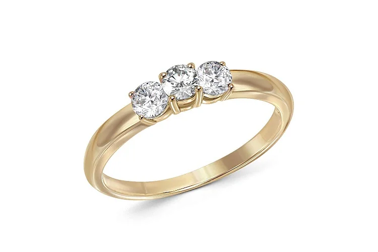 Кольцо из жёлтого золота с 3 бриллиантами