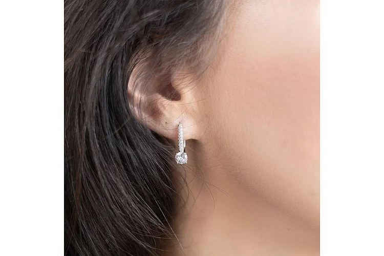 Серьги из белого золота с 46 фианитами