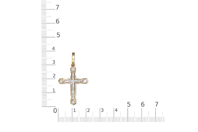 Крест из жёлтого золота с 4 фианитами