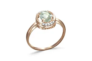 Кольцо из красного золота с аметистом и 10 фианитами