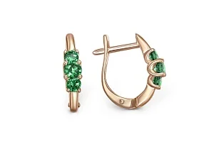 Серьги из красного золота с 6 изумрудами