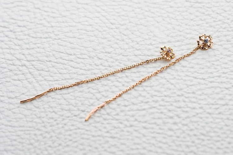 Серьги-продёвки Цветы из красного золота без вставок