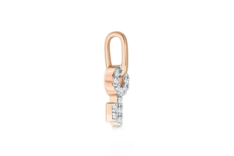 Подвеска Ключик из красного золота с 12 фианитами