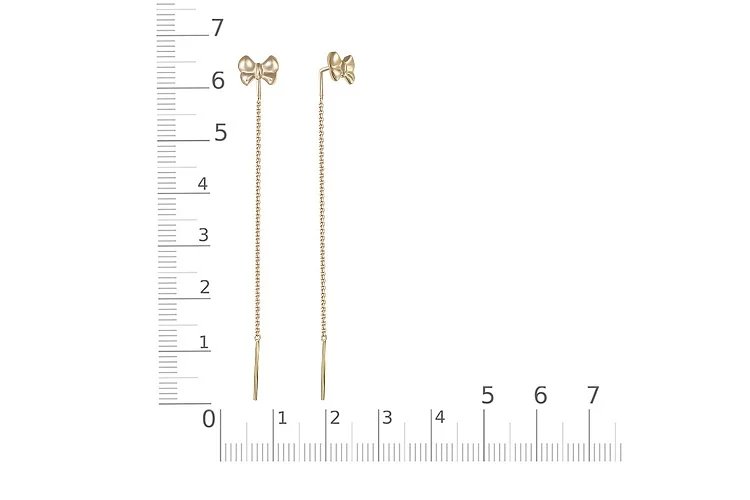 Серьги-продёвки Бантики из жёлтого золота без вставок