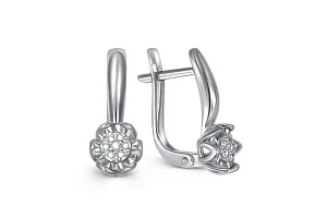 Серьги Цветы из белого золота с 14 бриллиантами