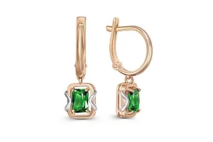 Серьги из красного золота с 2 изумрудами