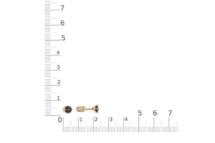 Серьги-пусеты из жёлтого золота с 2 раухтопазами