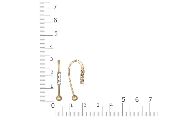 Серьги из жёлтого золота с 6 фианитами