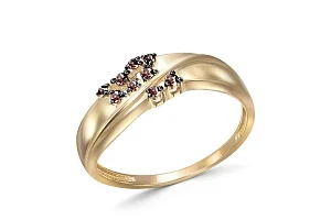 Кольцо из жёлтого золота с 4 бриллиантами и 5 фианитами