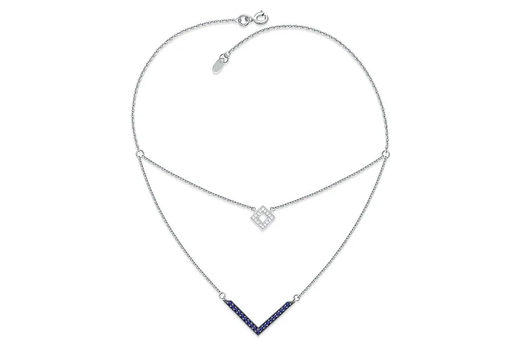 Колье Квадрат из белого золота с 19 сапфирами и 16 бриллиантами
