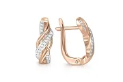 Серьги из красного золота с 34 фианитами