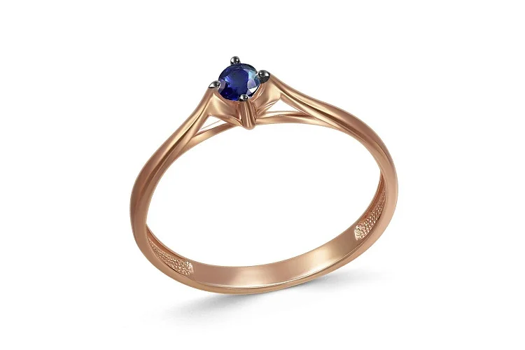 Кольцо из красного золота с сапфиром