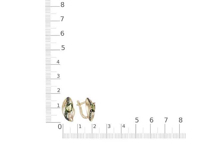 Серьги из жёлтого золота с 16 турмалинами