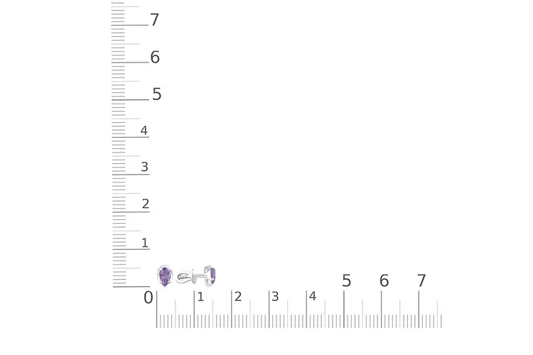 Серьги-пусеты из белого золота с 2 аметистами