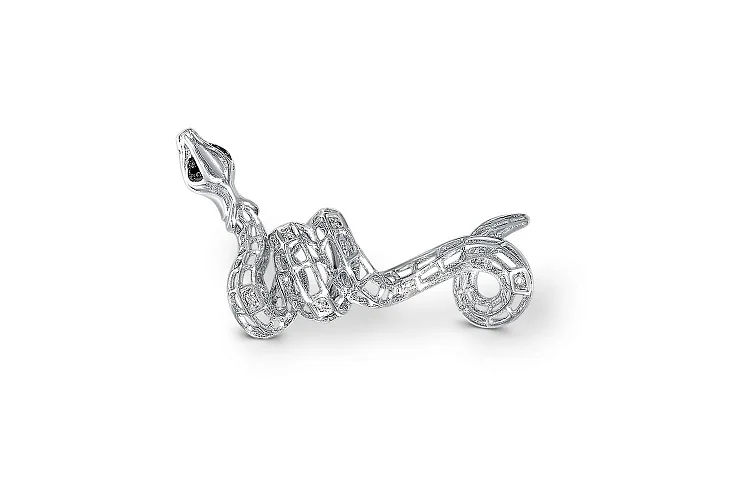 Подвеска Змея из белого золота с 9 фианитами