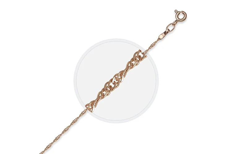 Цепь плетение сингапур ⌀ нити 0,35 мм  из красного золота