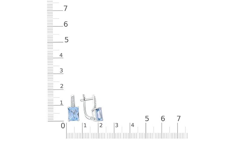 Серьги из белого золота с 2 топазами sky и 12 бриллиантами