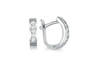 Серьги Дорожки из белого золота с 10 бриллиантами