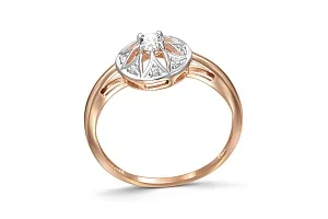 Кольцо Цветок из красного золота с 9 фианитами