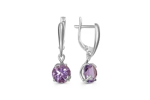 Серьги из белого золота с 2 аметистами