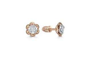 Серьги-пусеты Цветы из красного золота с 2 бриллиантами