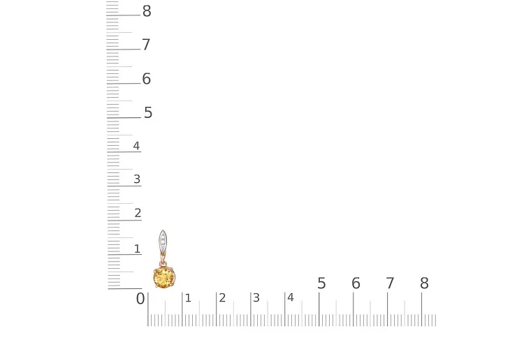 Подвеска из красного золота с цитрином и 3 фианитами