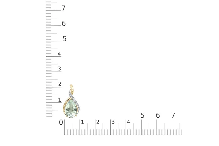 Подвеска из жёлтого золота с празиолитом и 11 фианитами