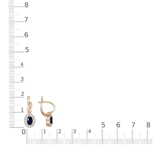 Серьги из красного золота с 2 сапфирами и 32 бриллиантами