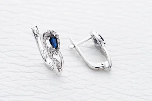 Серьги из белого золота с 2 сапфирами и 48 бриллиантами