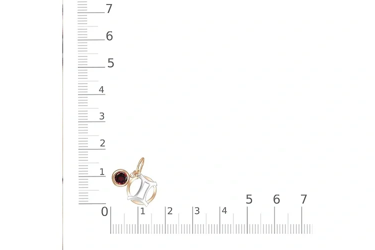 Подвеска Близнецы из красного золота с гранатом