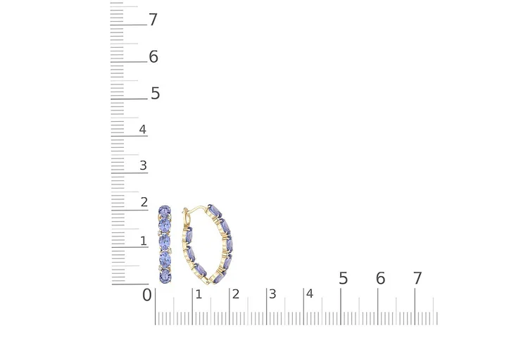 Серьги из жёлтого золота с 16 танзанитами и 8 фианитами