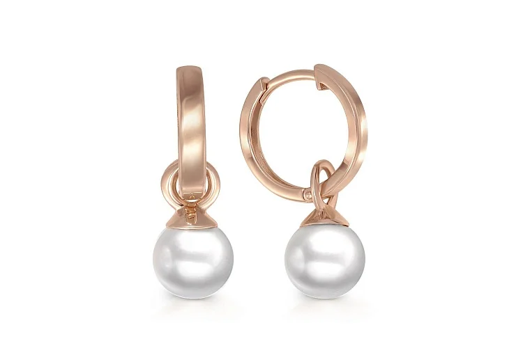 Серьги-трансформеры из красного золота с 2 жемчужинами