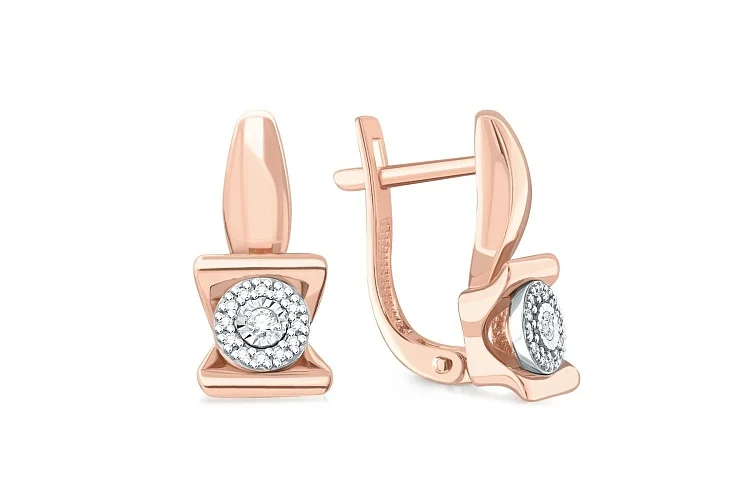 Серьги из красного золота с 26 бриллиантами