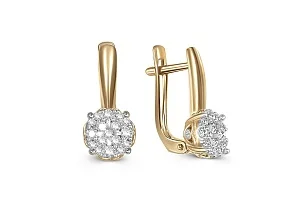 Серьги Малинки из жёлтого золота с 40 бриллиантами