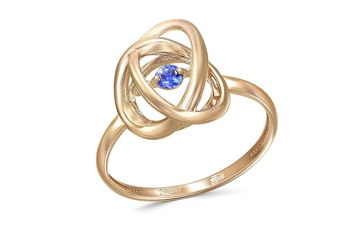 Кольцо из красного золота с сапфиром