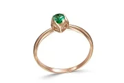 Кольцо помолвочное из красного золота с изумрудом