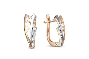 Серьги из красного золота с 8 фианитами