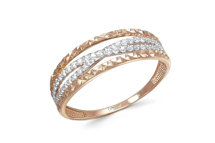Кольцо Дорожка из красного золота с 41 фианитами