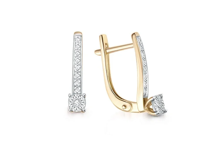 Серьги из жёлтого золота с 18 бриллиантами