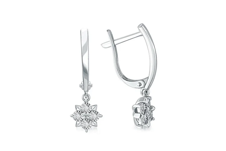 Серьги из белого золота с 8 бриллиантами