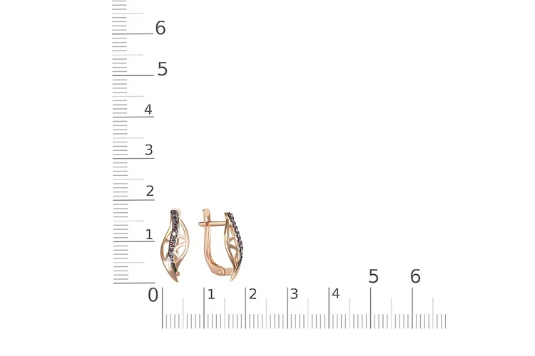 Серьги из красного золота с 16 фианитами